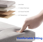 Ottoman Storage Box with 4 Wood Legs Linen
