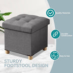 Ottoman Storage Box with 4 Wood Legs Linen