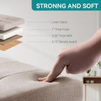 Ottoman Storage Box with 4 Wood Legs Linen