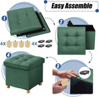 Ottoman Storage Box with 4 Wood Legs Linen