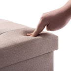 Ottoman Storage Box with 4 Wood Legs Linen