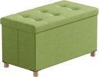 Ottoman Storage Box with 4 Wood Legs Linen