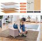 Ottoman Storage Box with 4 Wood Legs Linen
