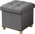 Ottoman Storage Box with 4 Wood Legs Linen