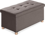Ottoman Storage Box with 4 Wood Legs Linen