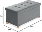 Ottoman Storage Box with 4 Wood Legs Linen