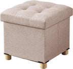 Ottoman Storage Box with 4 Wood Legs Linen
