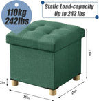 Ottoman Storage Box with 4 Wood Legs Linen