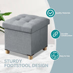 Ottoman Storage Box with 4 Wood Legs Linen