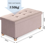 Ottoman Storage Box with 4 Wood Legs Linen