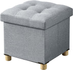 Ottoman Storage Box with 4 Wood Legs Linen