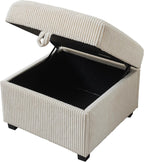 Ottoman with Storage 57CM Corduroy Footstool Multipurpose Foot