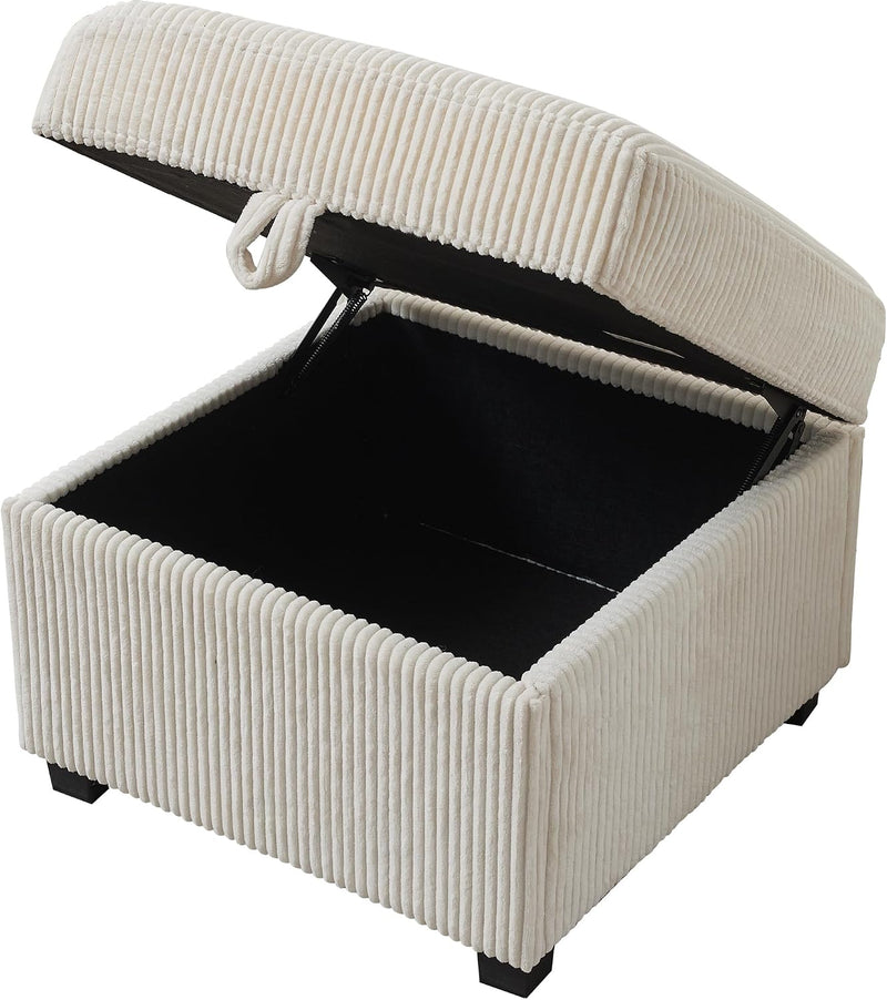 Ottoman with Storage 57CM Corduroy Footstool Multipurpose Foot