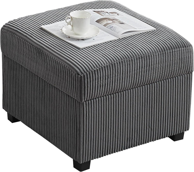 Ottoman with Storage 57CM Corduroy Footstool Multipurpose Foot