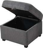 Ottoman with Storage 57CM Corduroy Footstool Multipurpose Foot