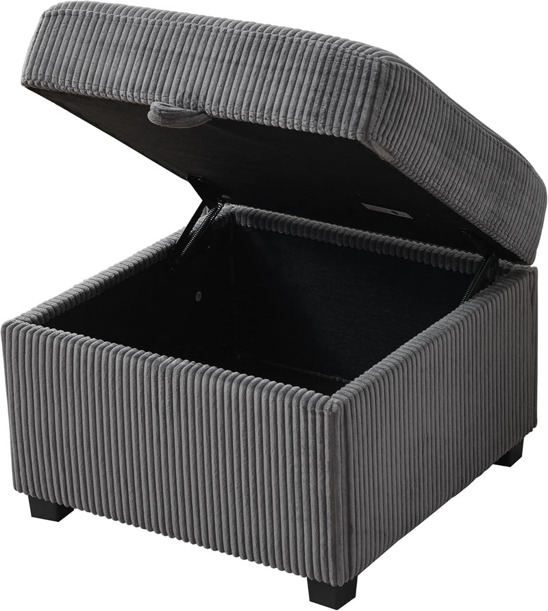 Ottoman with Storage 57CM Corduroy Footstool Multipurpose Foot