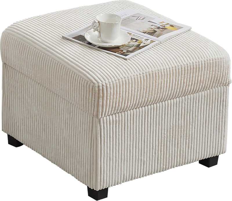Ottoman with Storage 57CM Corduroy Footstool Multipurpose Foot