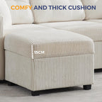 Ottoman with Storage 57CM Corduroy Footstool Multipurpose Foot
