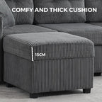 Ottoman with Storage 57CM Corduroy Footstool Multipurpose Foot