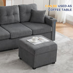 Ottoman with Storage 57CM Corduroy Footstool Multipurpose Foot