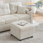 Ottoman with Storage 57CM Corduroy Footstool Multipurpose Foot