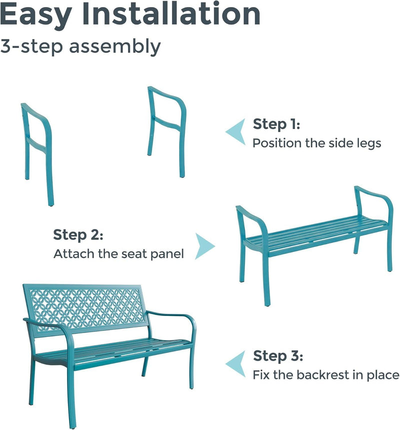 Outdoor Bench Garden with Anti-Rust Aluminium Steel Metal