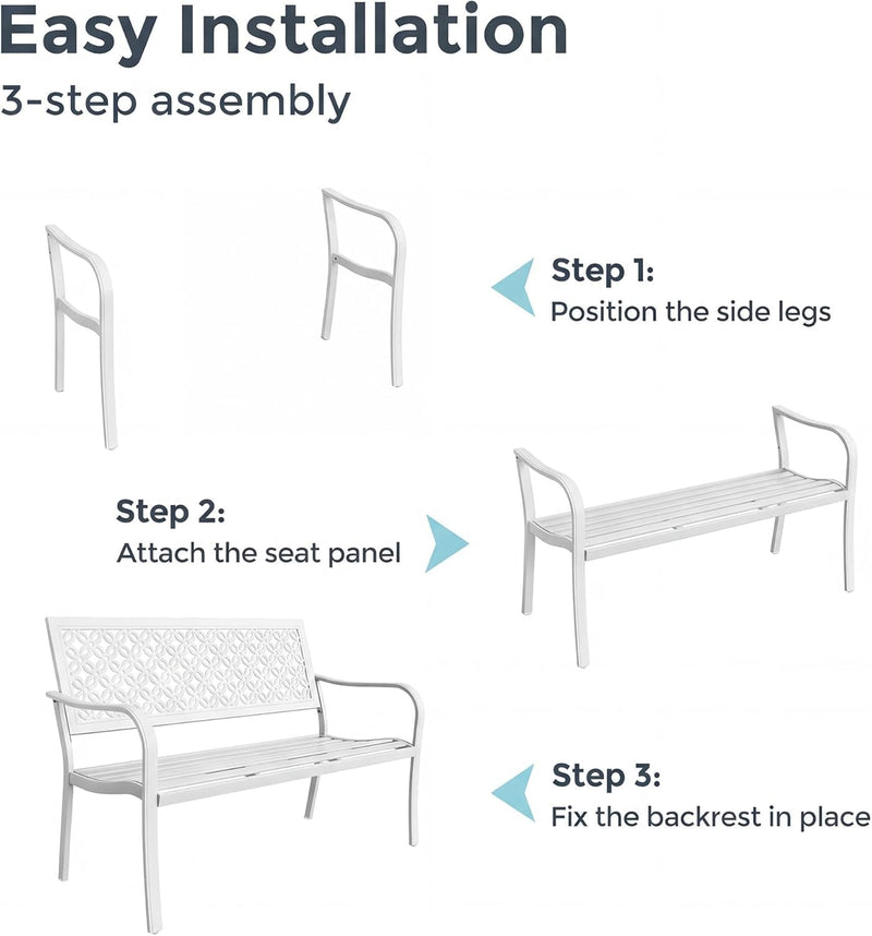 Outdoor Bench Garden with Anti-Rust Aluminium Steel Metal