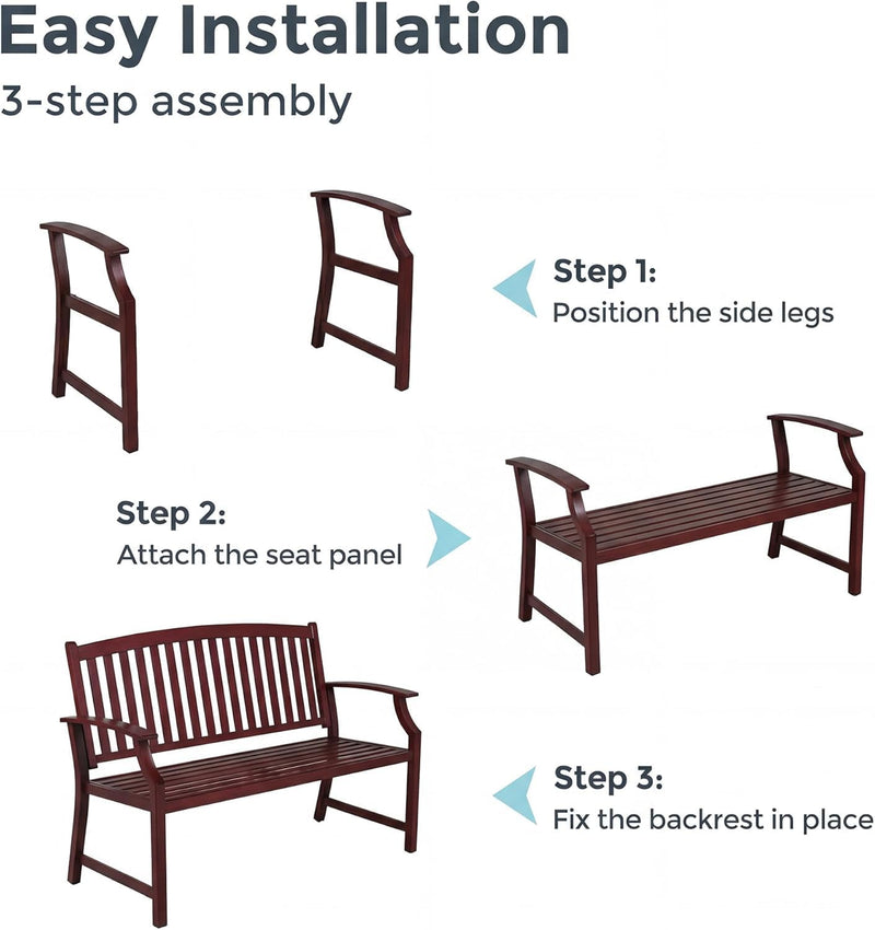 Outdoor Bench Garden with Anti-Rust Aluminium Steel Metal