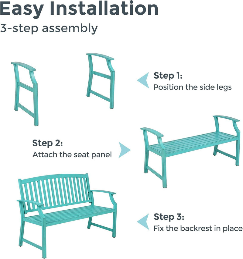 Outdoor Bench Garden with Anti-Rust Aluminium Steel Metal