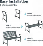 Outdoor Bench Garden with Anti-Rust Aluminium Steel Metal