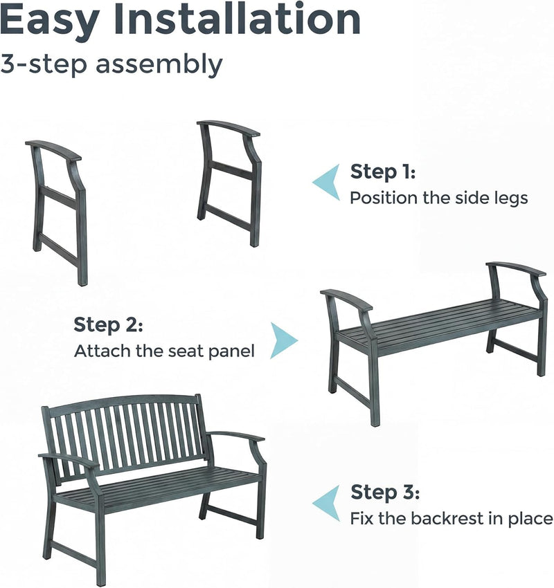 Outdoor Bench Garden with Anti-Rust Aluminium Steel Metal