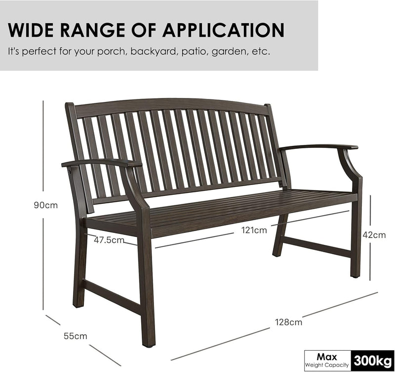 Outdoor Bench Garden with Anti-Rust Aluminium Steel Metal