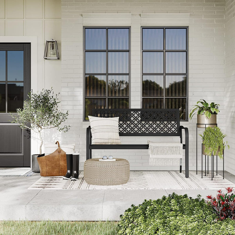 Outdoor Bench Garden with Anti-Rust Aluminium Steel Metal
