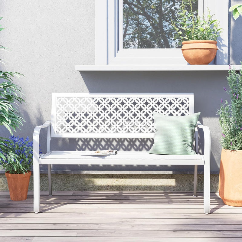 Outdoor Bench Garden with Anti-Rust Aluminium Steel Metal