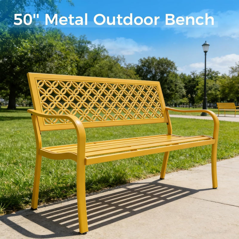 Outdoor Bench Garden with Anti-Rust Aluminium Steel Metal