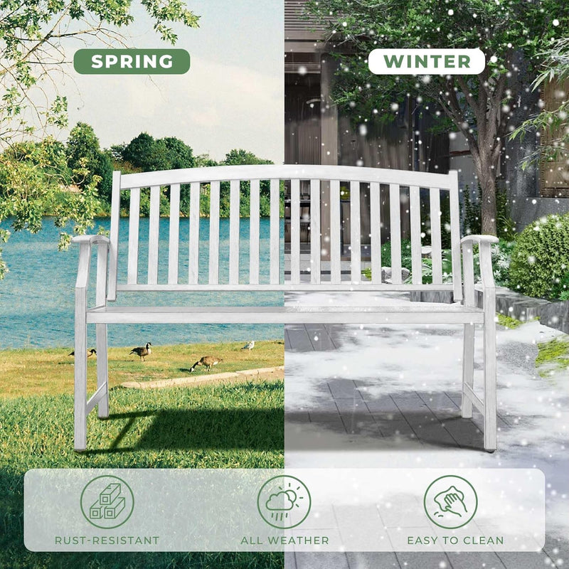 Outdoor Bench Garden with Anti-Rust Aluminium Steel Metal