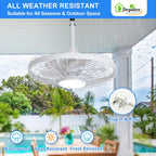 Outdoor Ceiling Fan with Light: 20 Inch Waterproof