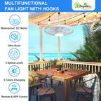 Outdoor Ceiling Fan with Light: 20 Inch Waterproof