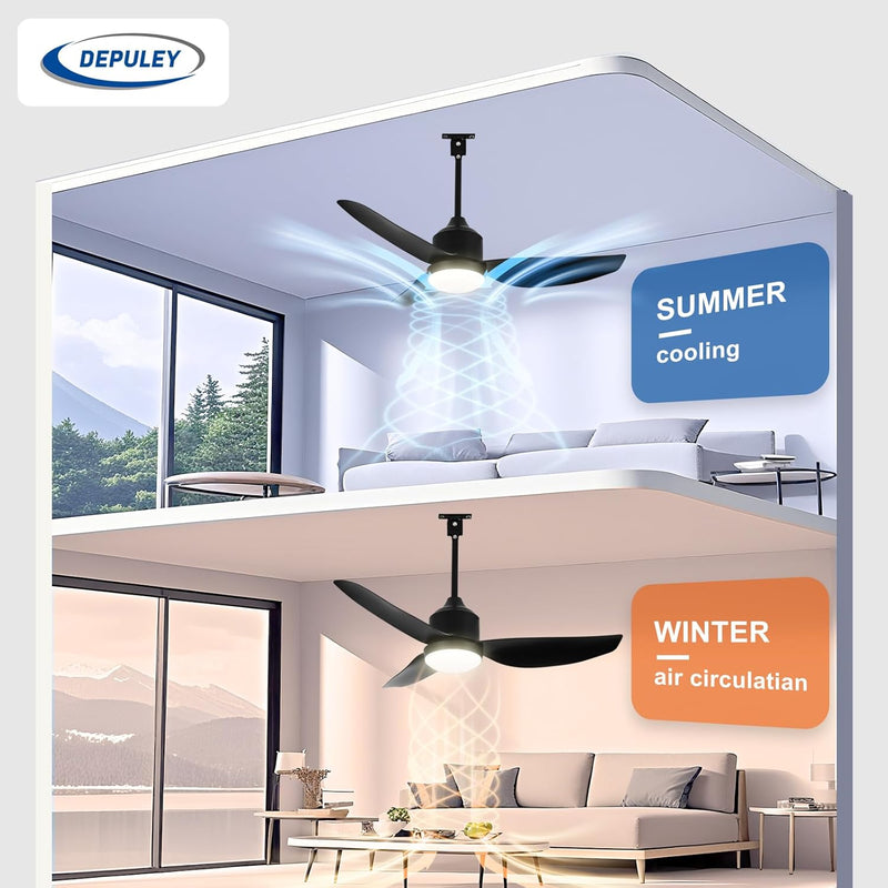 Outdoor Ceiling Fan with Light: 52" Hanging