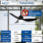 Outdoor Ceiling Fan with Light: 52" Hanging