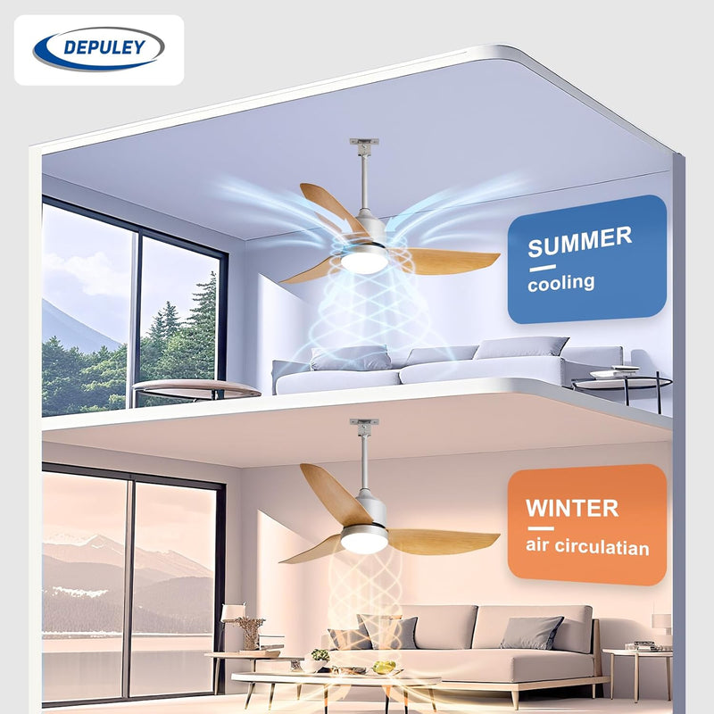 Outdoor Ceiling Fan with Light: 52" Hanging
