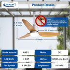 Outdoor Ceiling Fan with Light: 52" Hanging