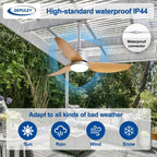 Outdoor Ceiling Fan with Light: 52" Hanging