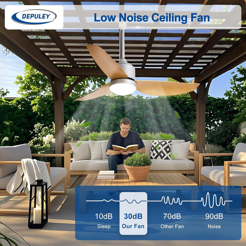 Outdoor Ceiling Fan with Light: 52" Hanging