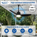 Outdoor Ceiling Fan with Light: 52" Hanging