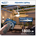 Outdoor Ceiling Fan with Light: 52" Hanging