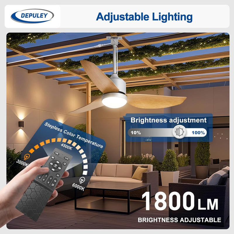 Outdoor Ceiling Fan with Light: 52" Hanging