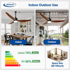 Outdoor Ceiling Fan with Light: 52" Walnut Hanging