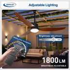 Outdoor Ceiling Fan with Light: 52" Walnut Hanging
