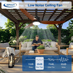 Outdoor Ceiling Fan with Light: 52" Walnut Hanging